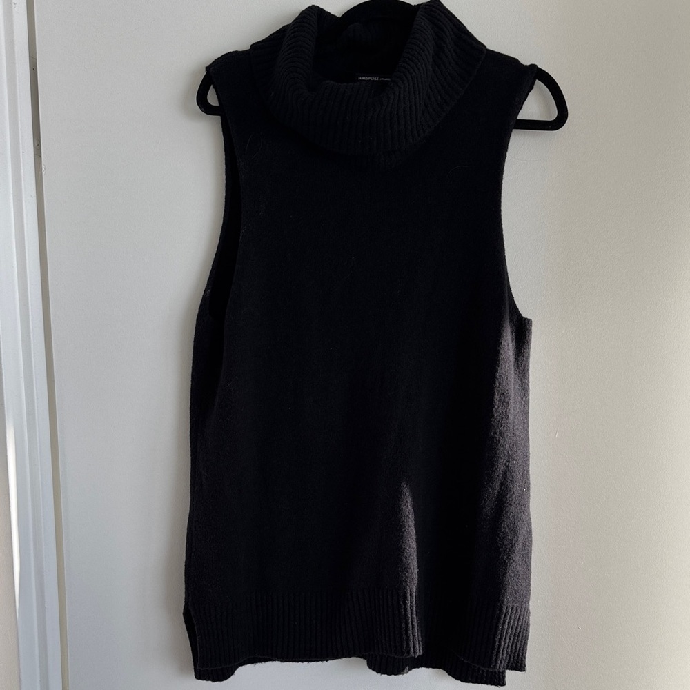 James Perse Black Sleeveless Cowl Neck cashmere Sweater